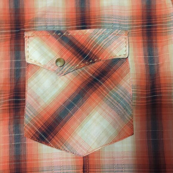 WRANGLERWRANGLER BROWN SNAPS PLAID PRINT - MENS SHIRT - Picture 3 of 7